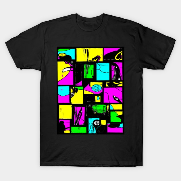 Granny s  Things Coloured With Black Threads Abstracted T-Shirt by Heatherian